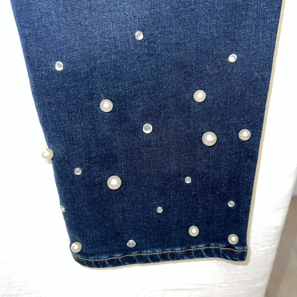 Chico's Ankle Jeans Womens S (0) Perfect Stretch Slim Leg Girlfriend Beaded Hems - Picture 5 of 14